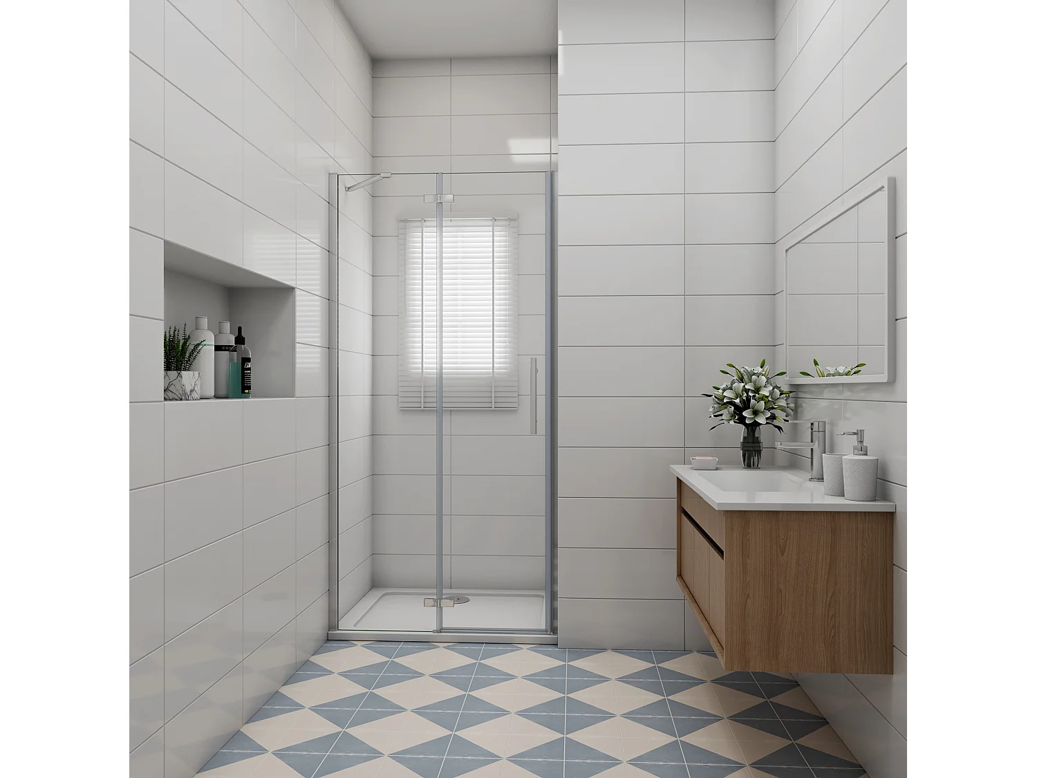 Douchedeur draaideur 76x195 cm,6 mm NANO EasyClean veiligheidsglas, profiel van glanzend chroom,met Stabilisatiestang