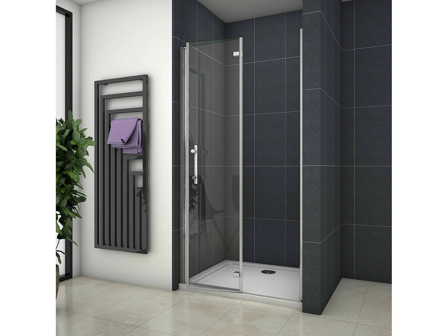 100x185cm Douchedeur vouwdeur,niche douchedeur,6mm Helder Veiligheidsglas Easyclean,profiel van glanzend chroom