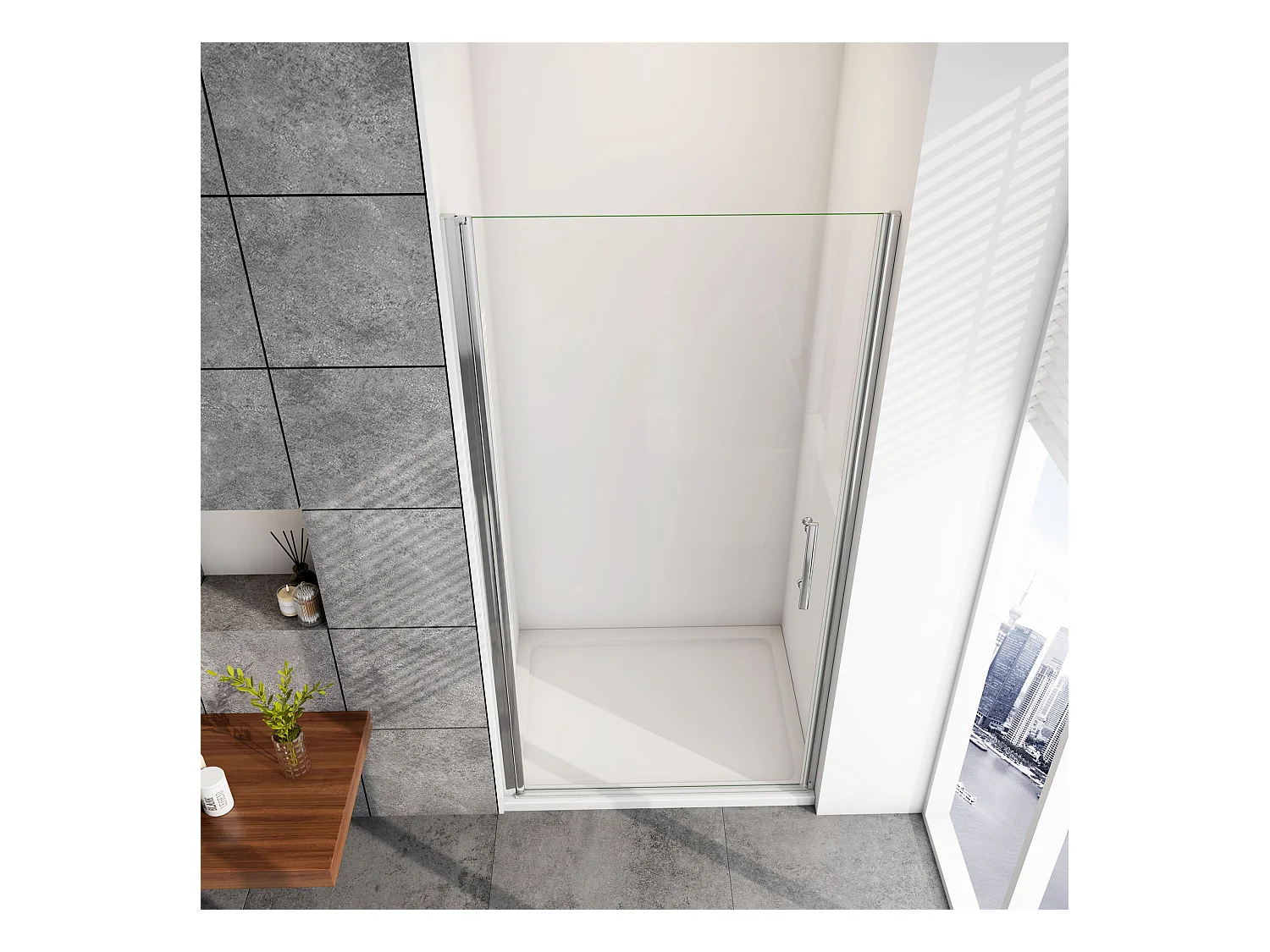 100x185cm Draaideur douchedeur, 6mm NANO veiligheidsglas , profiel van glanzend chroom.