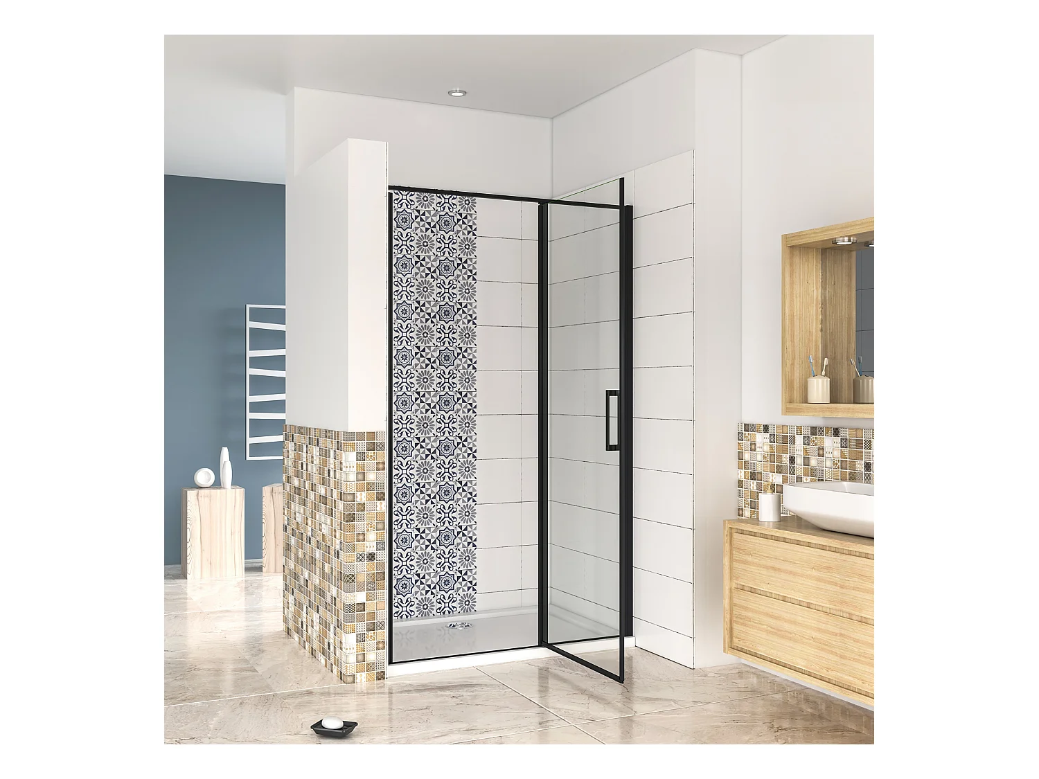 140x200cm Nis Douchecabine-Douchedeur draaideur - 6mm NANO EasyClean veiligheidsglas,profiel van glanzend chroom