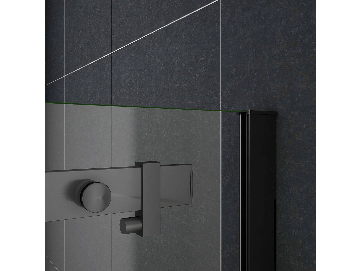 Douchedeur Schuifdeur Mat Zwart ,100x200cm hoog,8mm NANO Coating helder veiligheidsglas