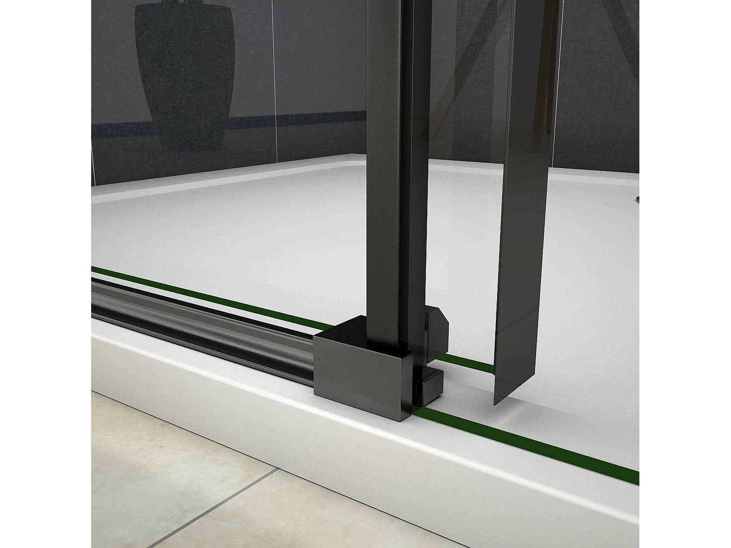 Douchedeur Schuifdeur Mat Zwart ,100x200cm hoog,8mm NANO Coating helder veiligheidsglas