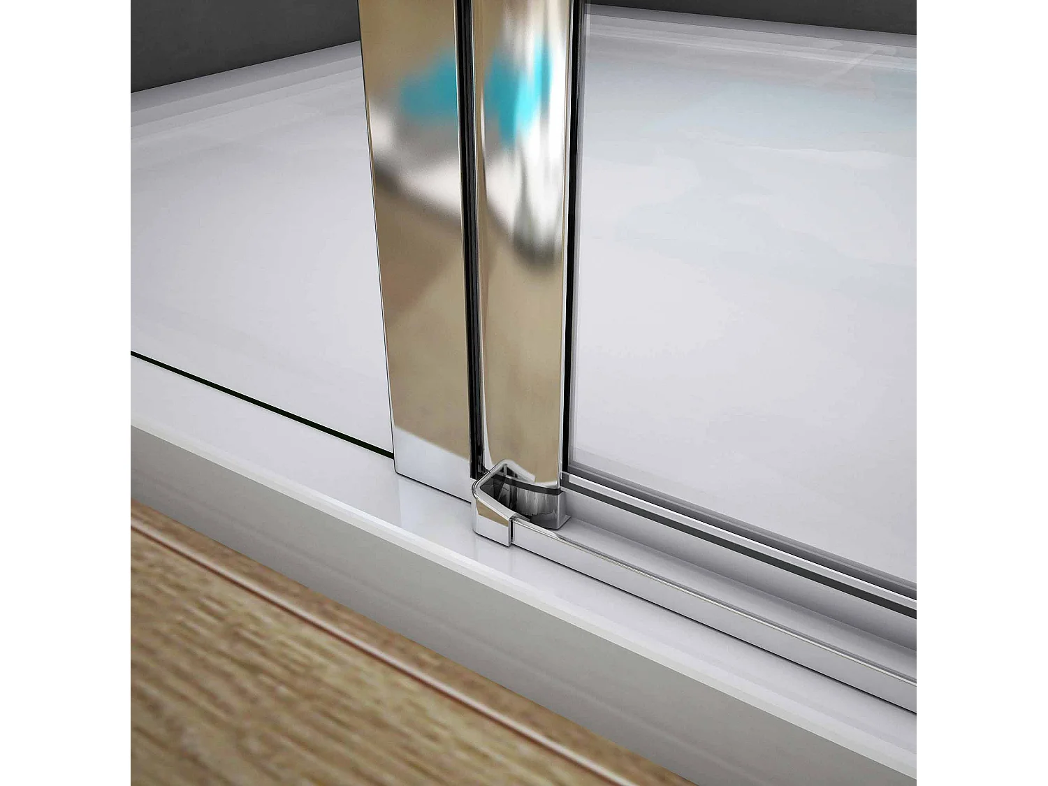 Douchedeur draaideur 100x195 cm,6 mm NANO EasyClean veiligheidsglas, profiel van glanzend chroom.