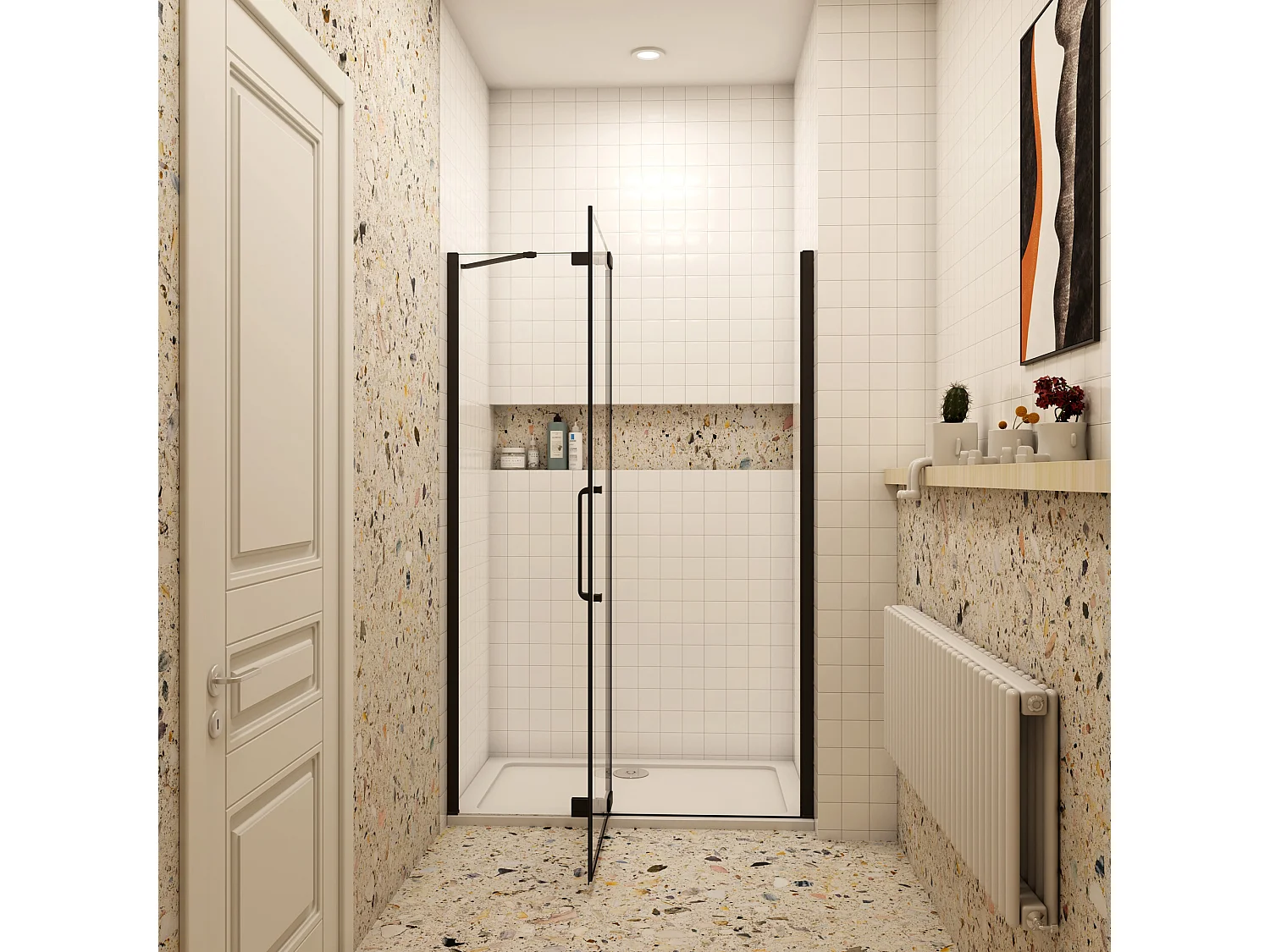 90x195cm Douchedeur,90° draaideur,8mm NANO veiligheidsglas,mat zwart