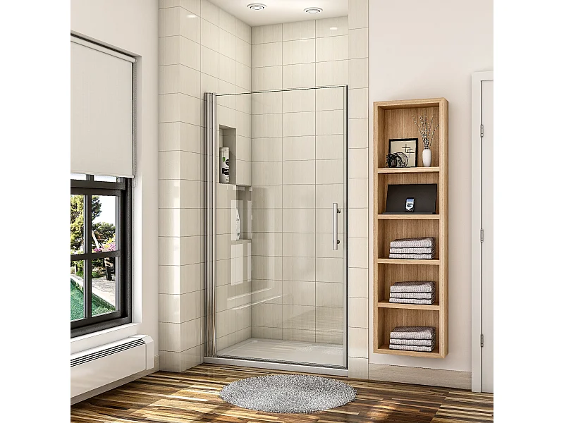 90x180cm Douchedeur draaibare 6mm NANO EasyClean veiligheidsglas, profiel van glanzend chroom.