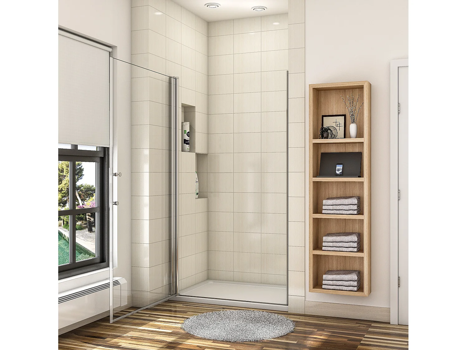 90x180cm Douchedeur draaibare 6mm NANO EasyClean veiligheidsglas, profiel van glanzend chroom.