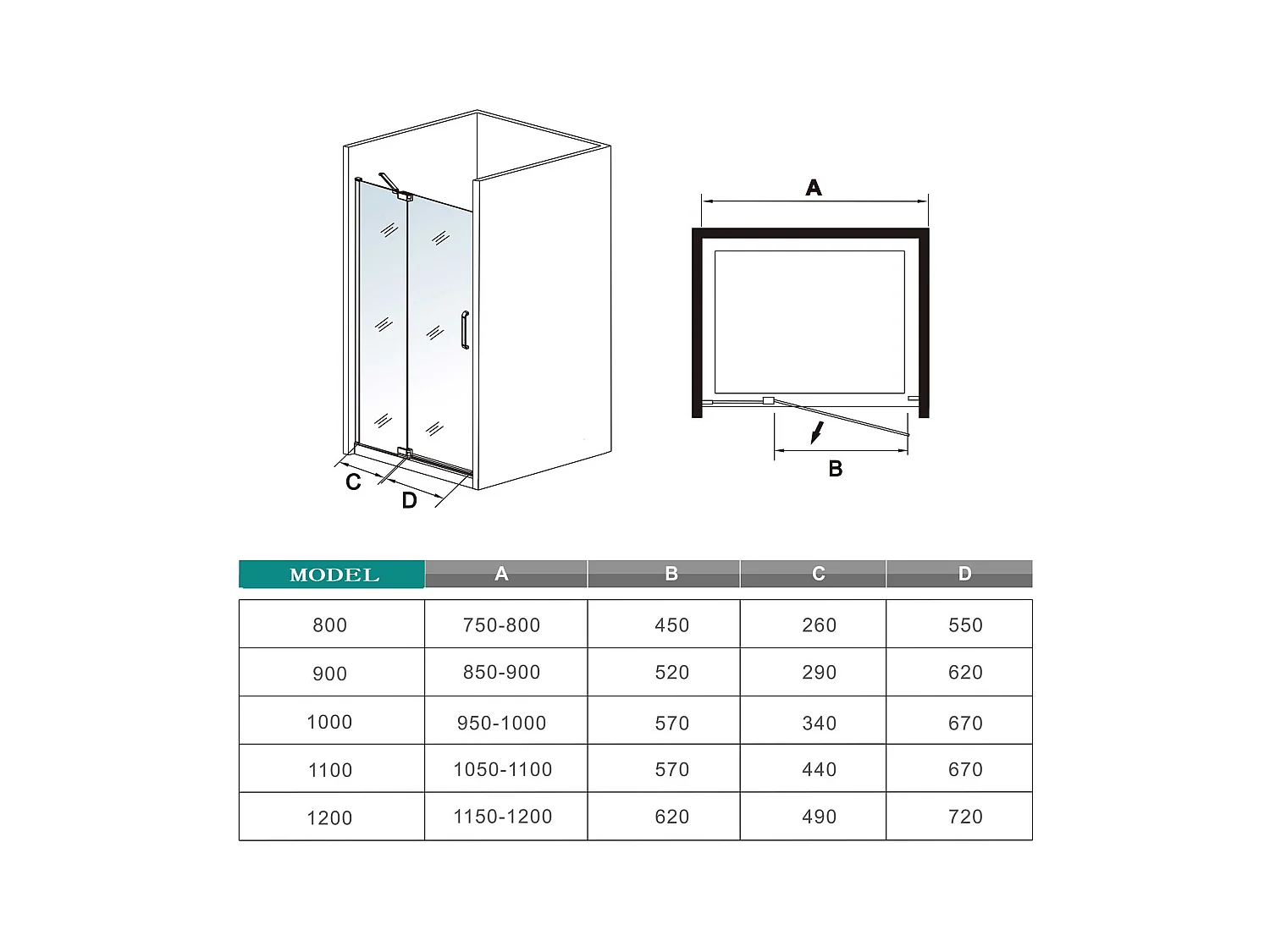 80x195cm Douchedeur draaideur ,8mm NANO veiligheidsglas, glanzend chroom profiel