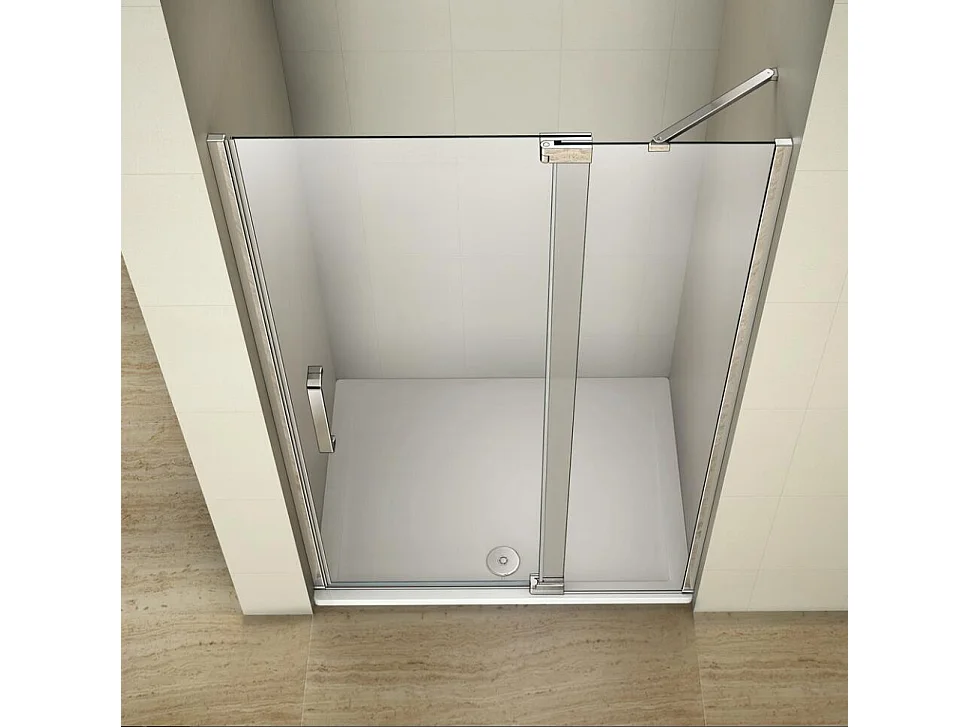 80x195cm Douchedeur draaideur ,8mm NANO veiligheidsglas, glanzend chroom profiel