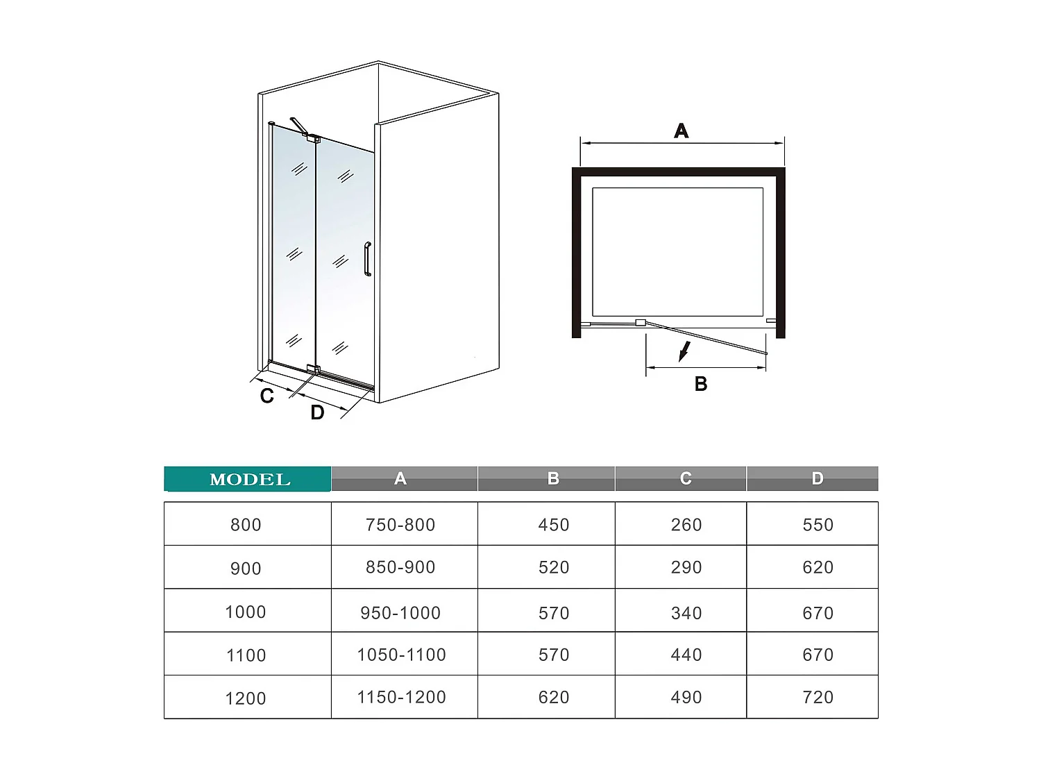 80x195cm Douchedeur draaideur ,8mm NANO veiligheidsglas, glanzend chroom profiel