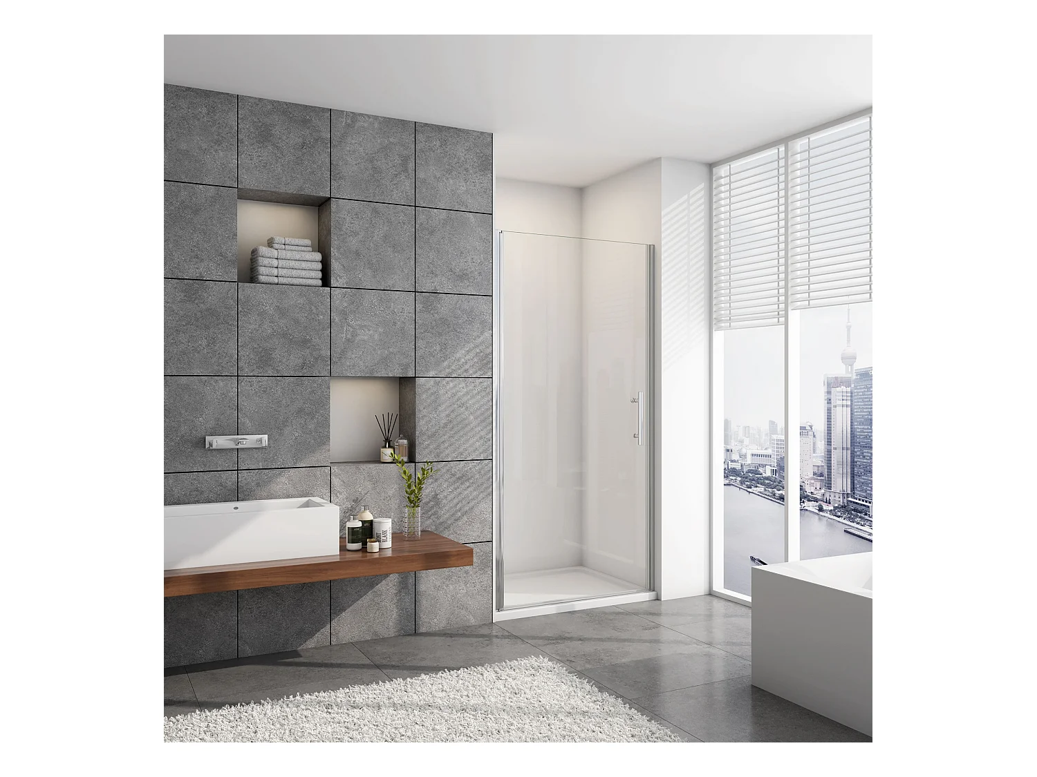 70x195cm Draaideur douchedeur, 6mm NANO EasyClean veiligheidsglas , profiel van glanzend chroom.