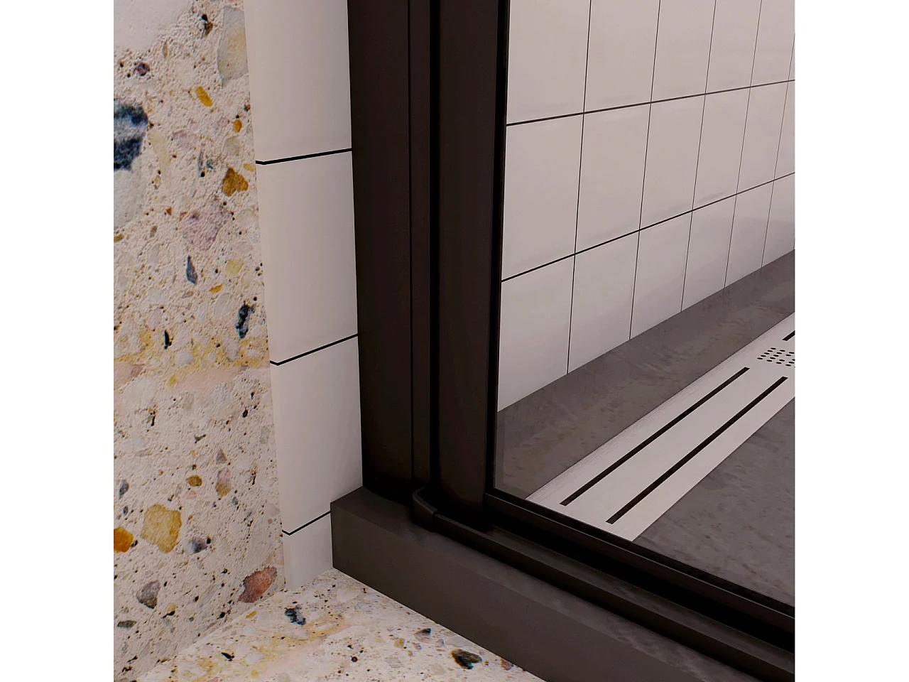 76x195cm Douchedeur vouwdeur,niche douchedeur,6mm Helder Veiligheidsglas Easyclean,Mat Zwart Profiel