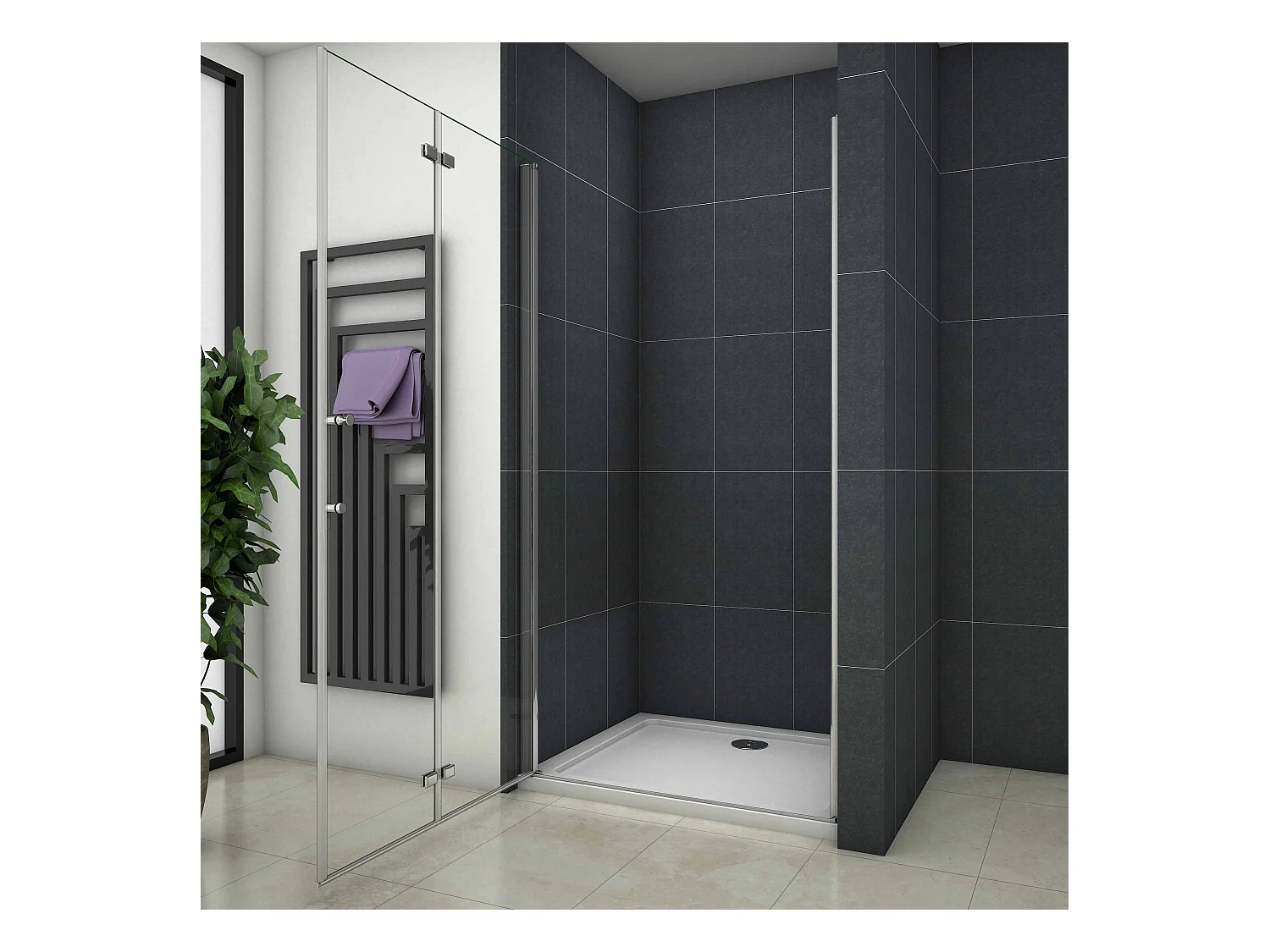 70x185cm Douchedeur vouwdeur,niche douchedeur,6mm Helder Veiligheidsglas Easyclean,profiel van glanzend chroom