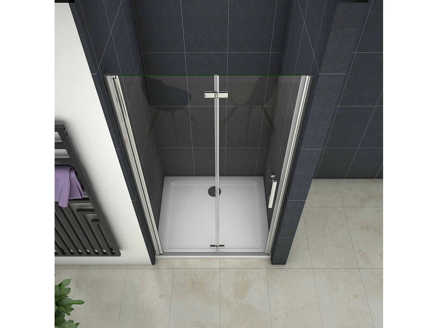 70x185cm Douchedeur vouwdeur,niche douchedeur,6mm Helder Veiligheidsglas Easyclean,profiel van glanzend chroom