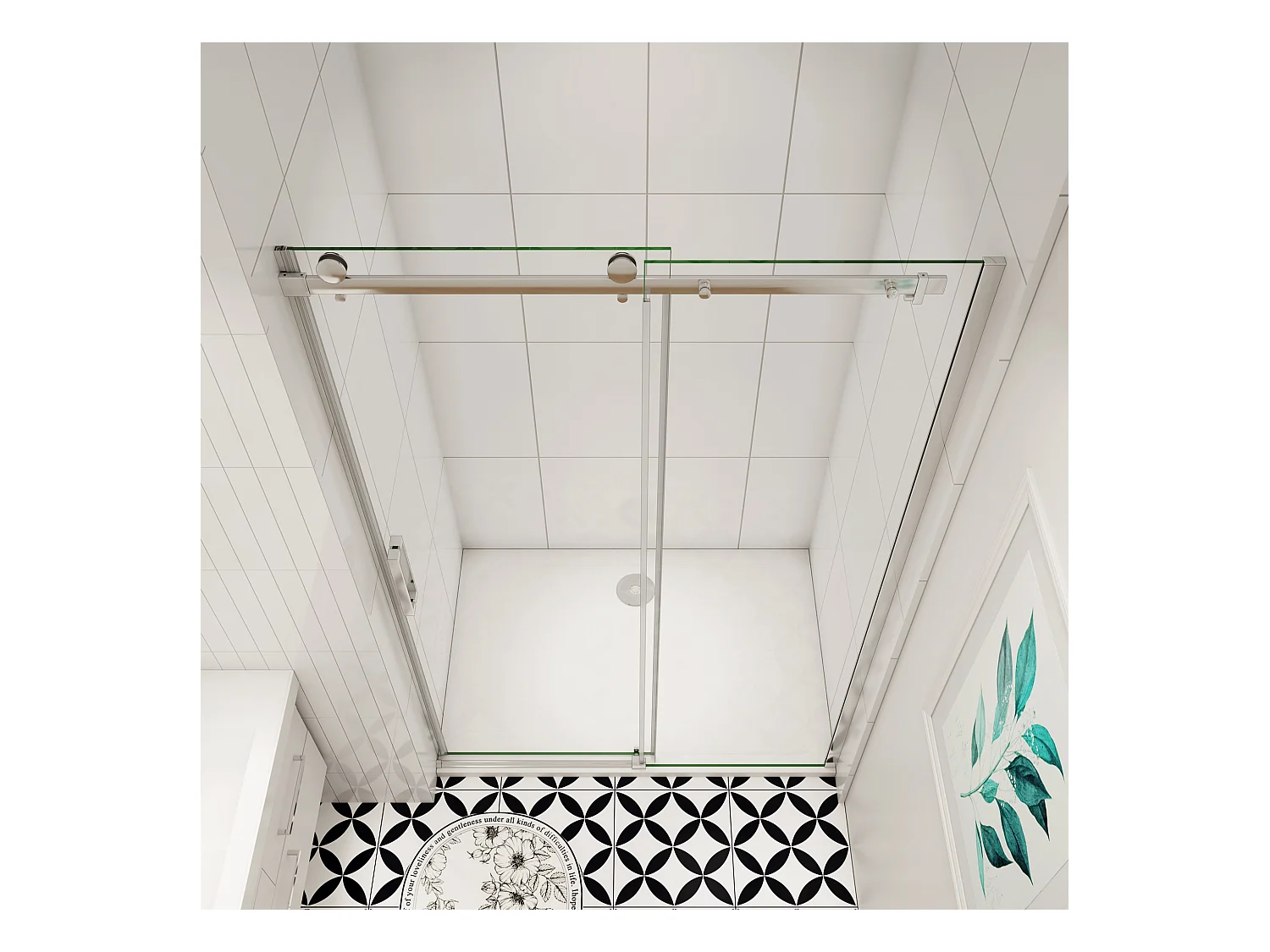 Schuifbare douchedeur 140x195cm, 8mm helder antikalk NANO glas, hoogwaardige aluminium profielen,Chroom