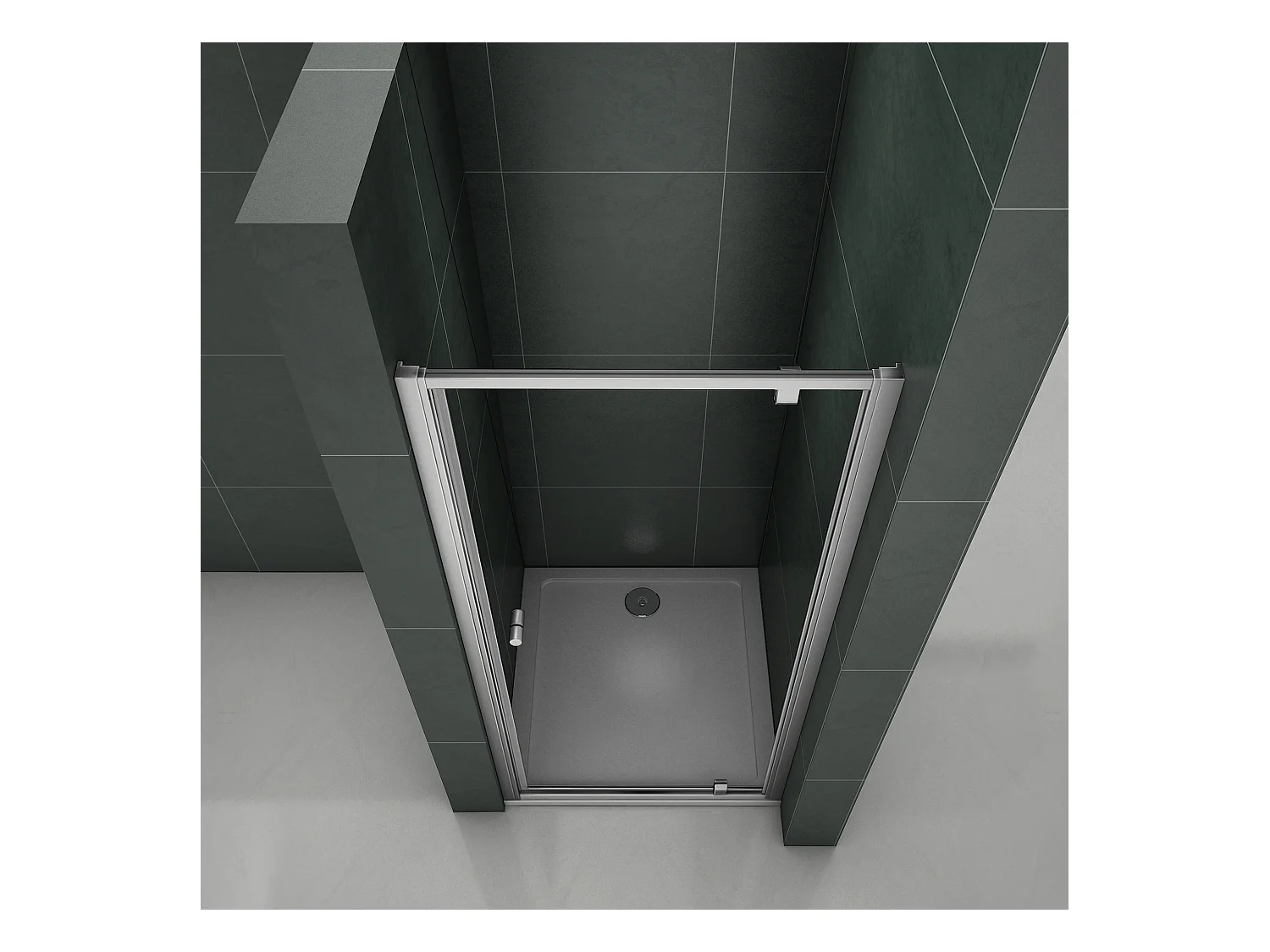 Douchedeur-draaideur-Schuifdeur 80x185cm,5 mm Helder Veiligheidsglas,Mat Grijs