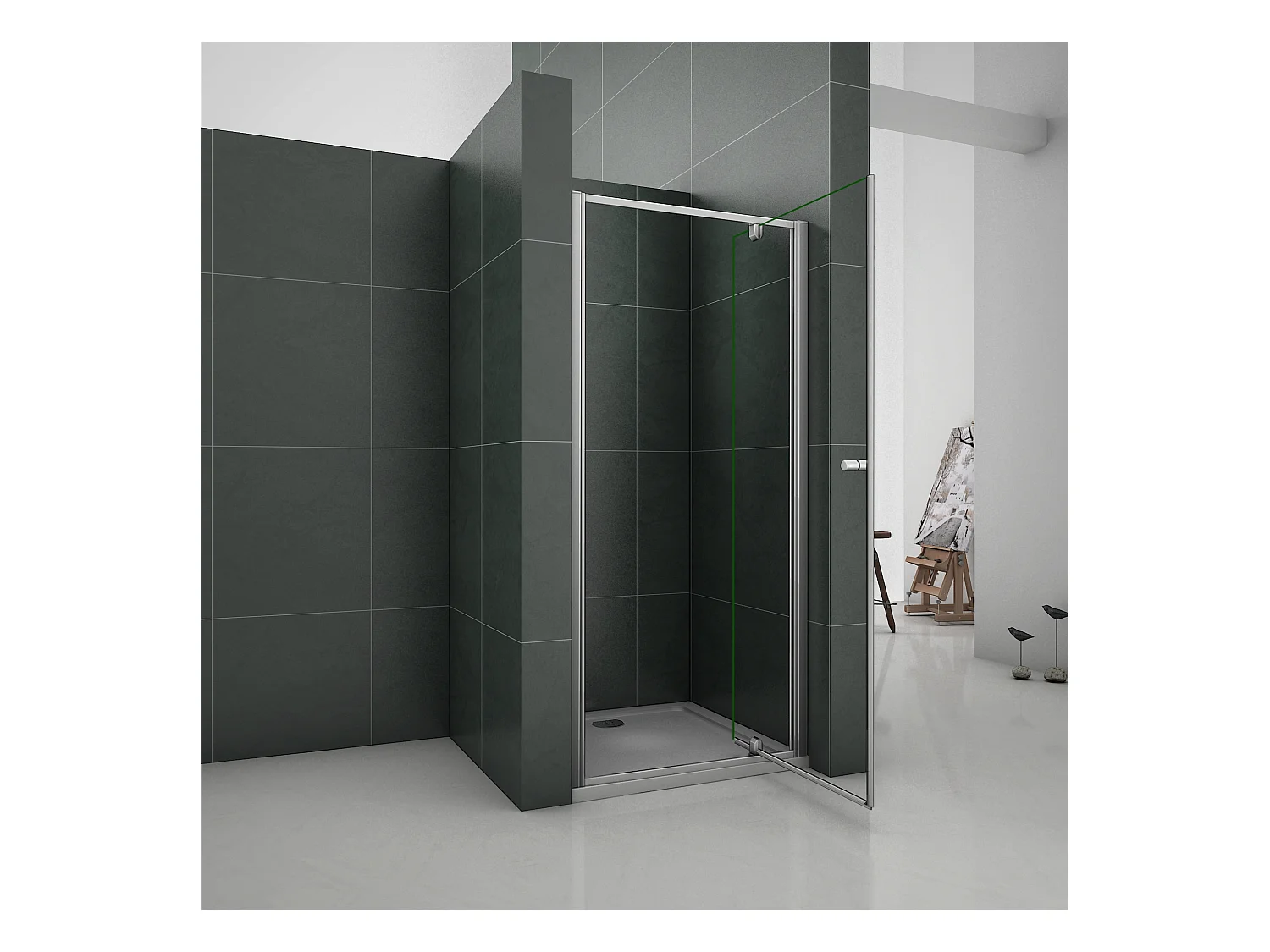 Douchedeur-draaideur-Schuifdeur 80x185cm,5 mm Helder Veiligheidsglas,Mat Grijs