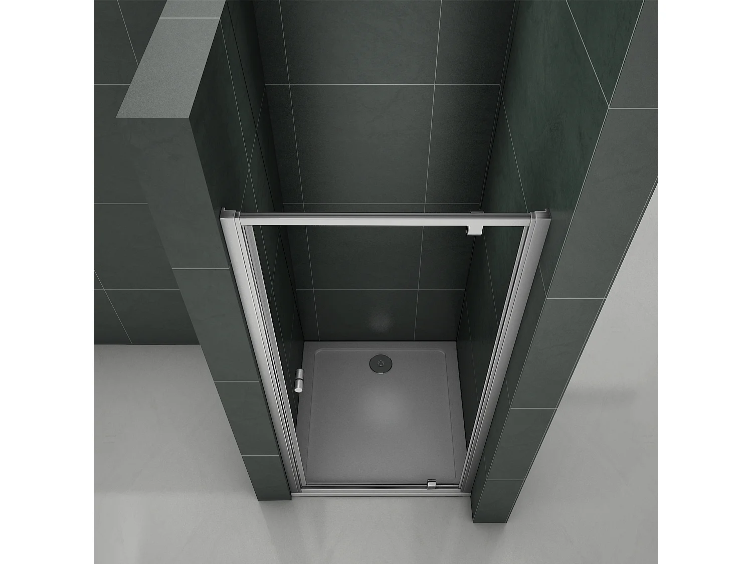 Douchedeur-draaideur-Schuifdeur 80x185cm,5 mm Helder Veiligheidsglas,Mat Grijs