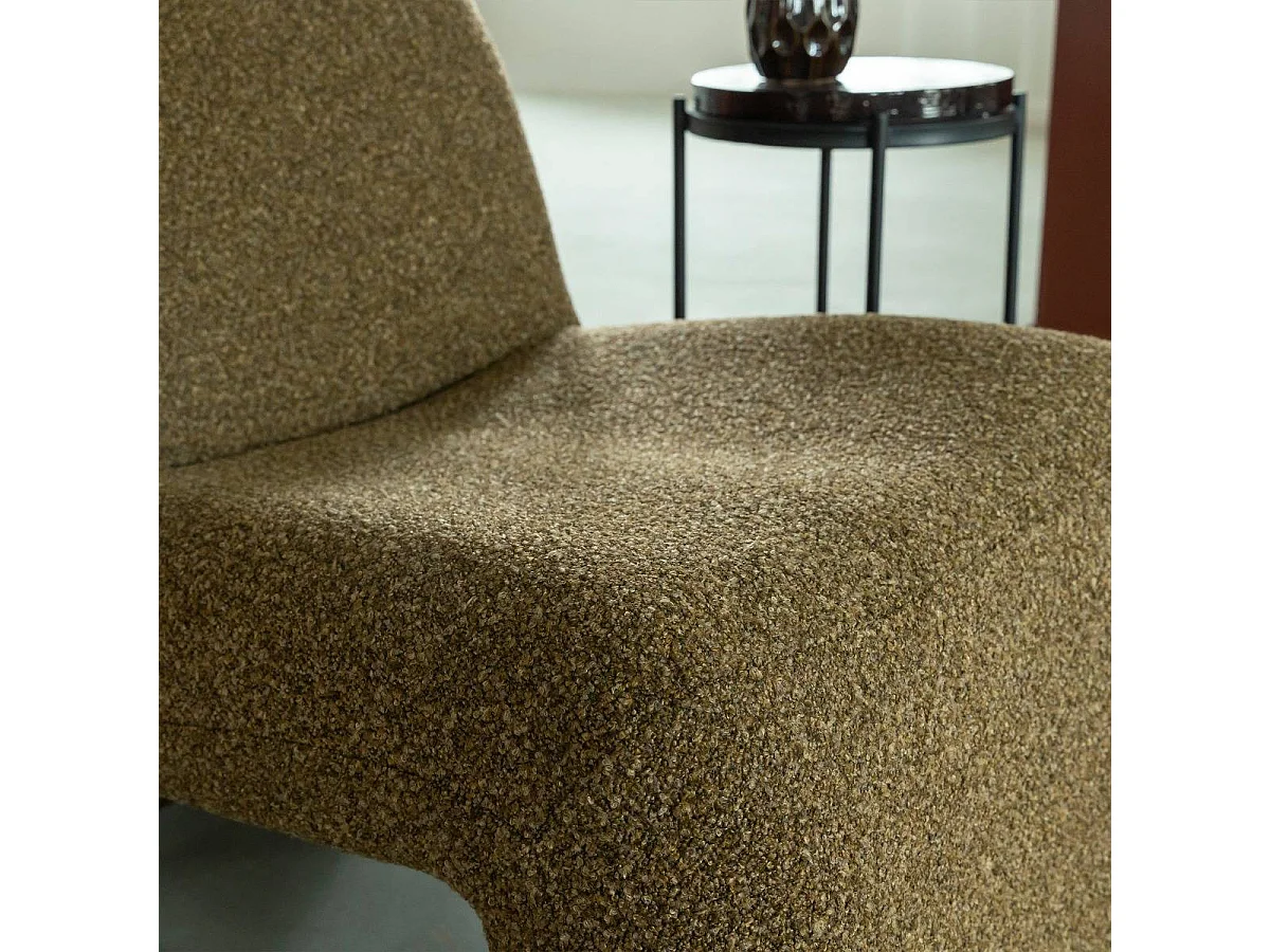 Fauteuil en tissu bouclette marron Ludovic