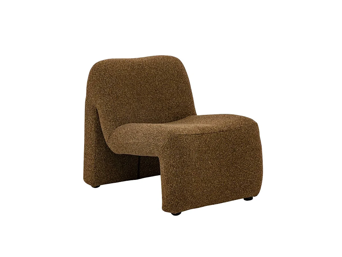 Fauteuil en tissu bouclette marron Ludovic