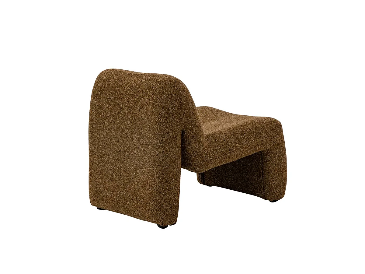Fauteuil en tissu bouclette marron Ludovic