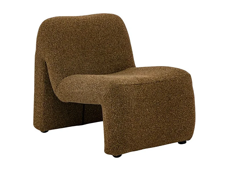 Fauteuil en tissu bouclette marron Ludovic