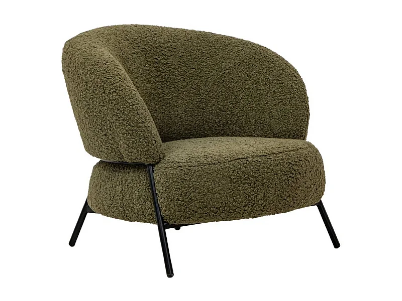 Fauteuil en tissu bouclette vert Aaron