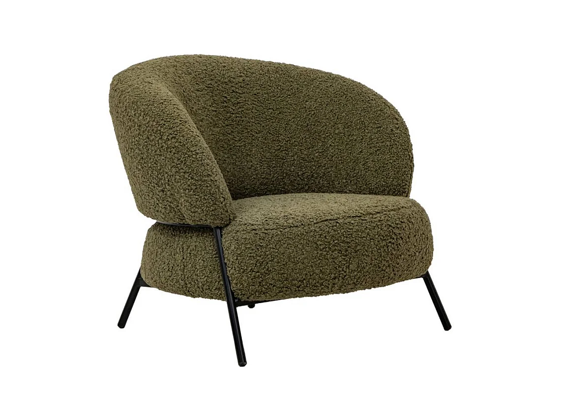 Fauteuil en tissu bouclette vert Aaron