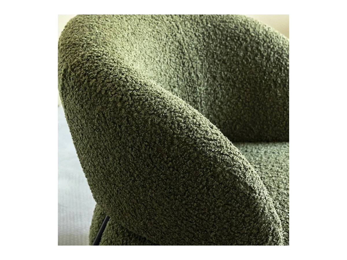 Fauteuil en tissu bouclette vert Aaron