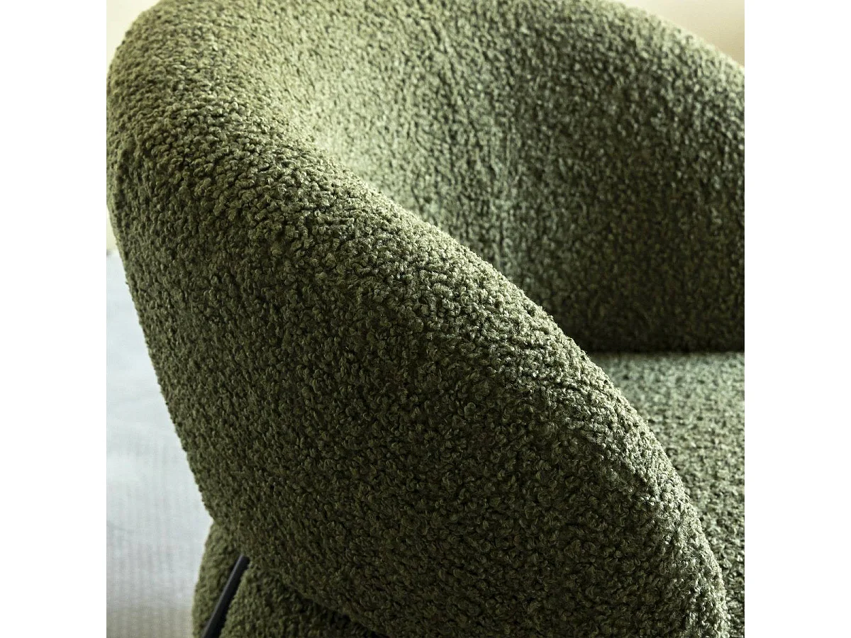 Fauteuil en tissu bouclette vert Aaron