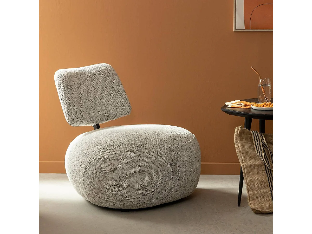 Fauteuil en tissu bouclette avec dossier gris Teresia