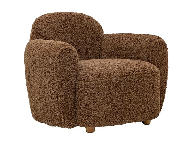 Fauteuil club en tissu bouclette marron Tommy