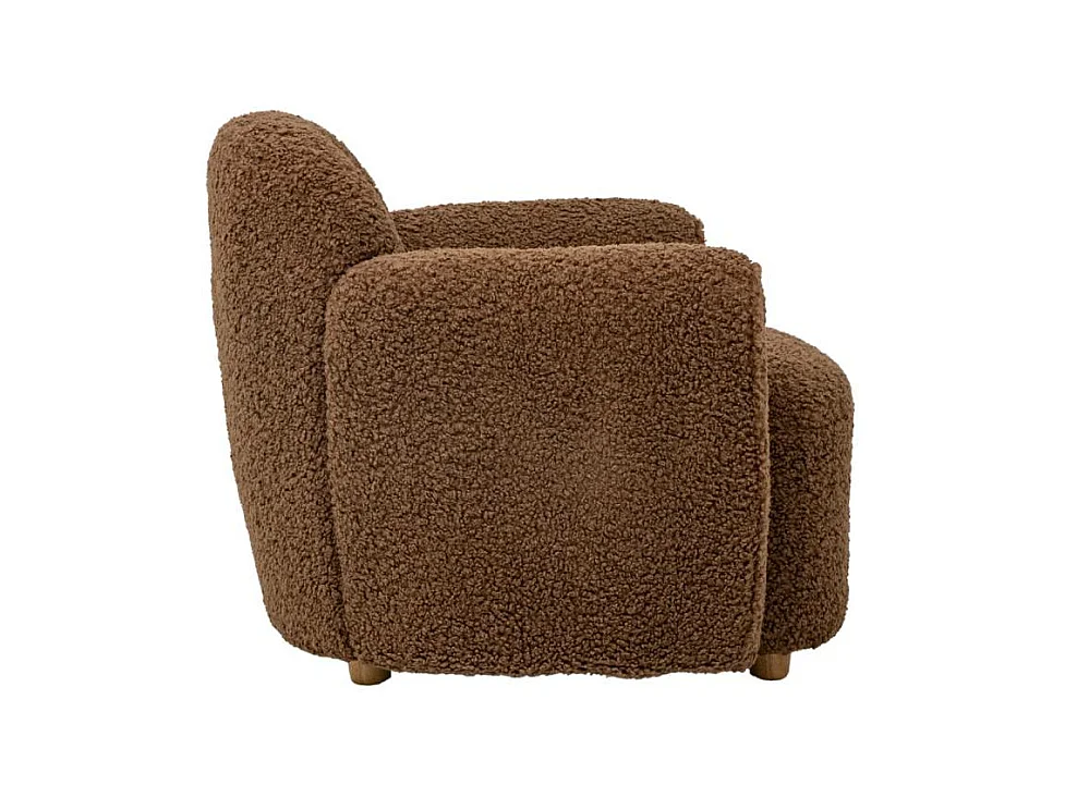 Fauteuil club en tissu bouclette marron Tommy