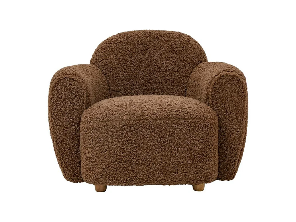 Fauteuil club en tissu bouclette marron Tommy