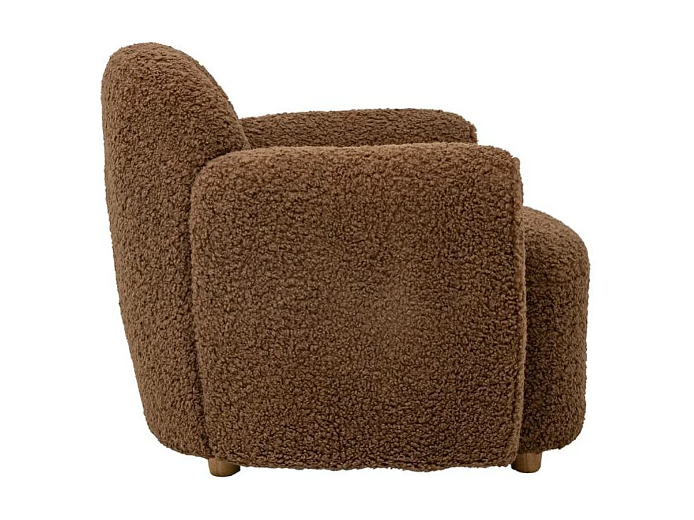 Fauteuil club en tissu bouclette marron Tommy