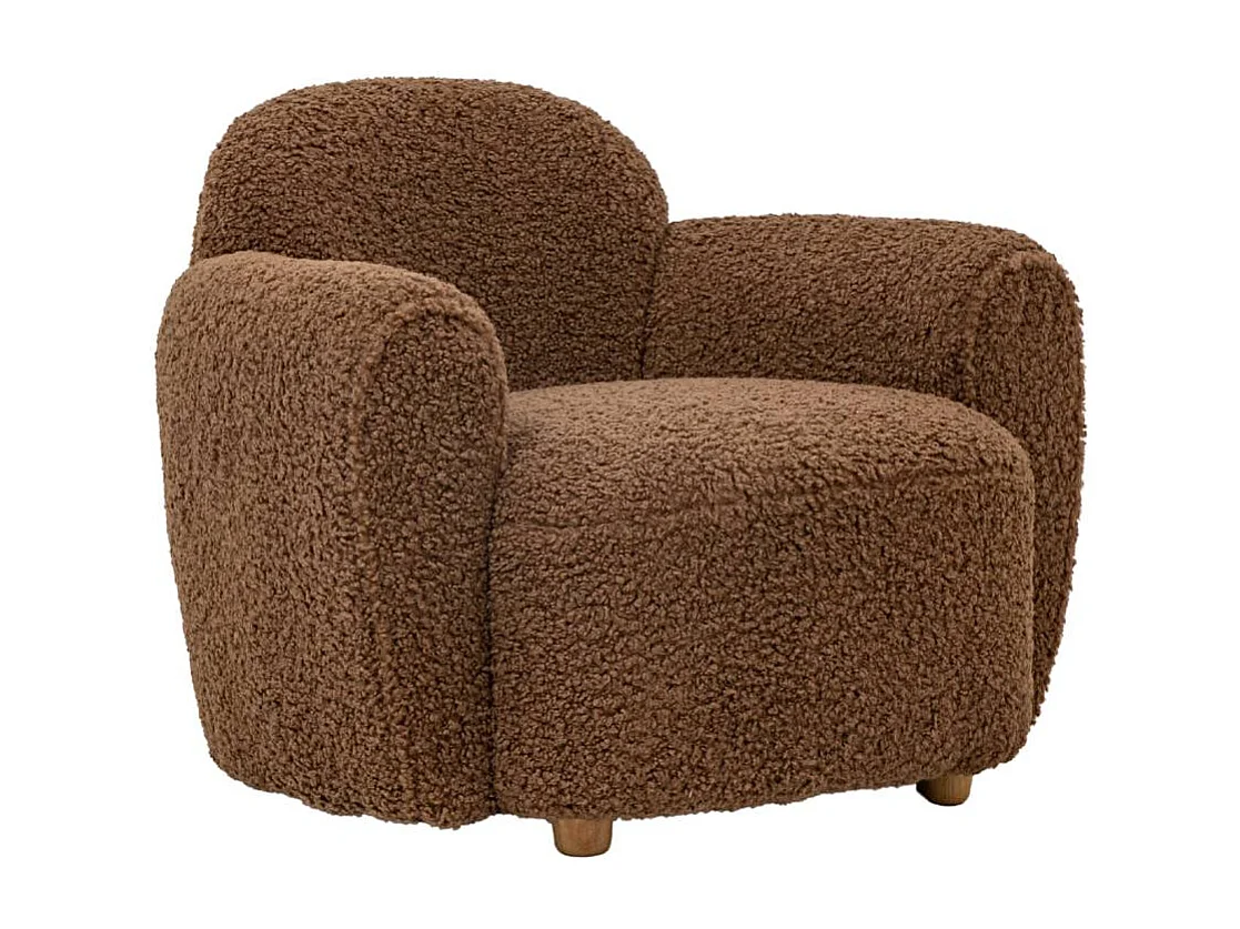 Fauteuil club en tissu bouclette marron Tommy