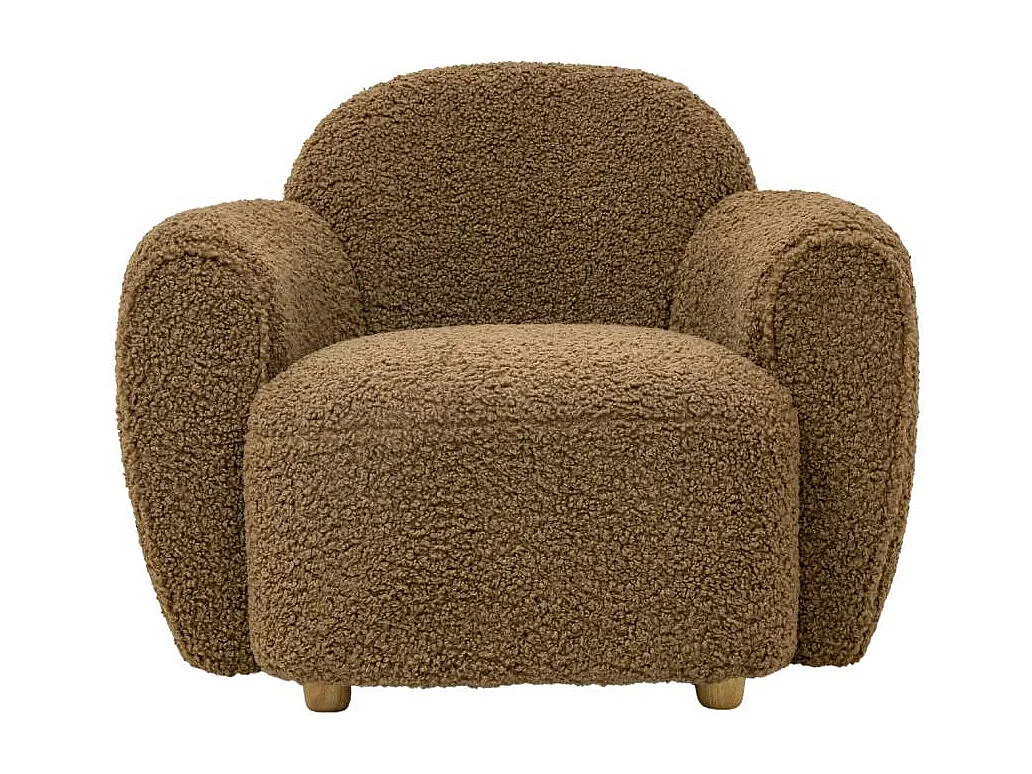 Fauteuil club en tissu bouclette marron Tommy