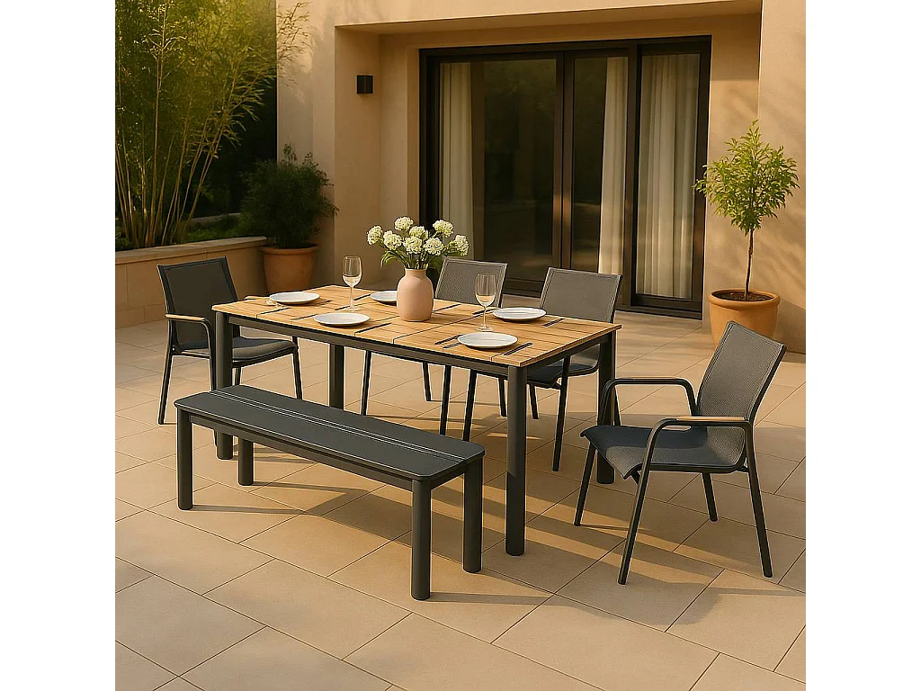 Banco en aluminio gris Apollo