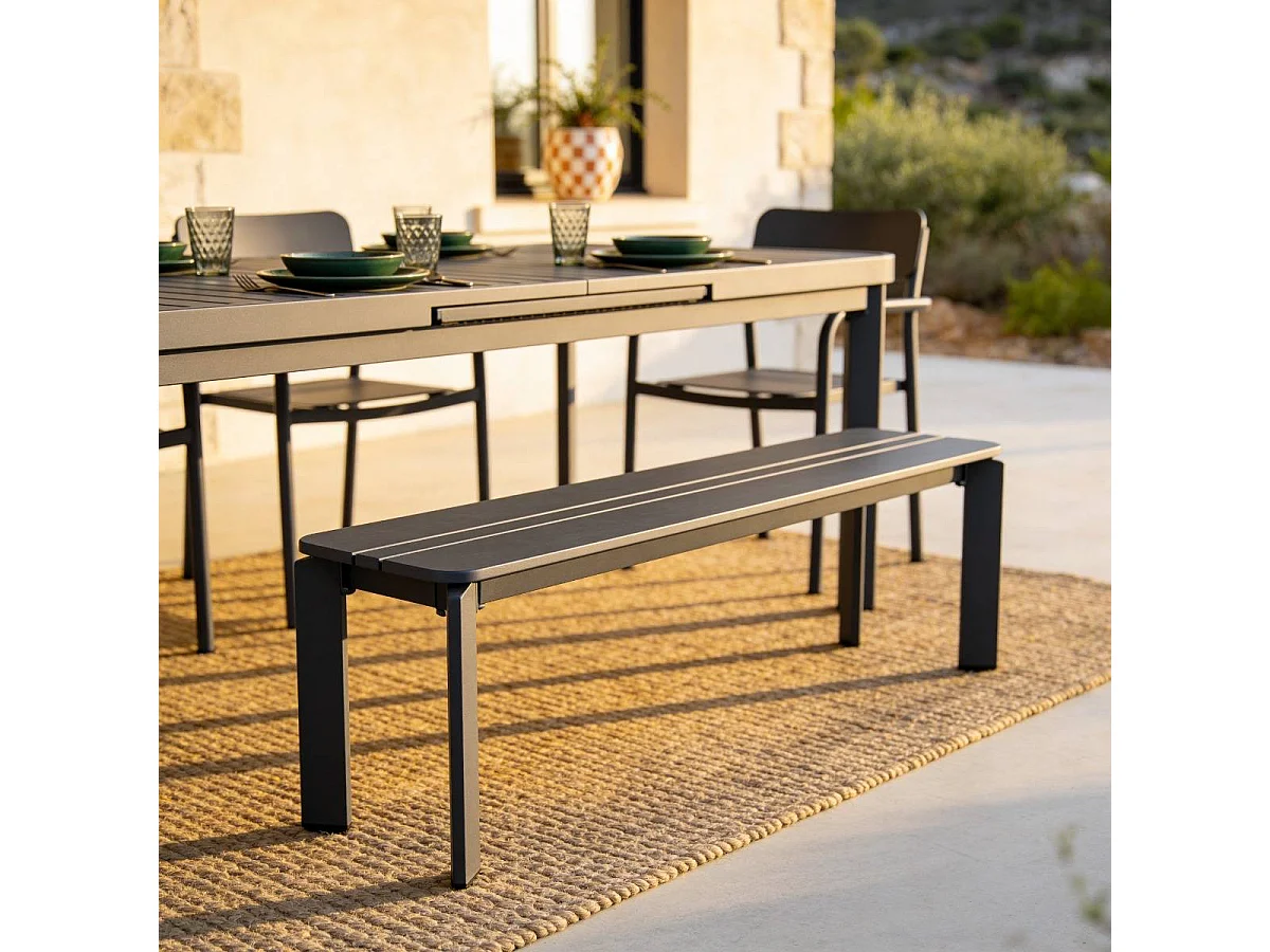 Banc de jardin en aluminium gris Apollon