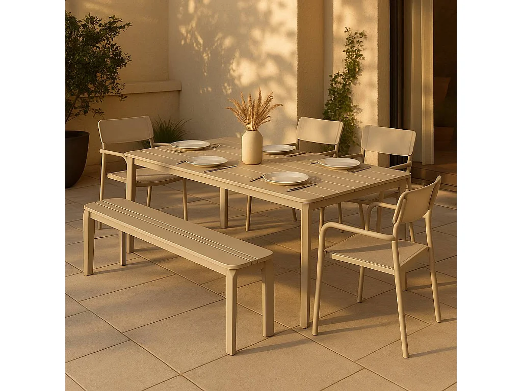 Banco en aluminio taupe Apollo