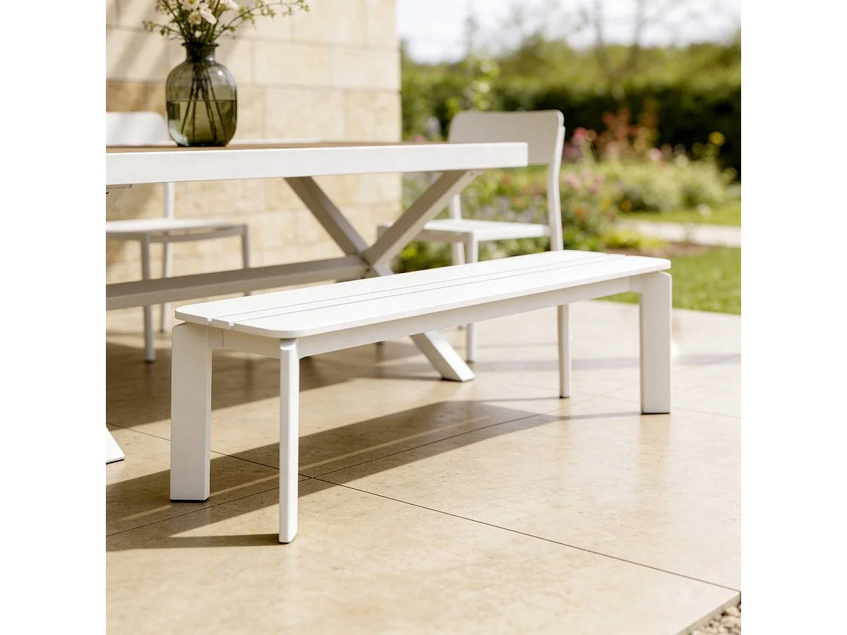 Banc de jardin en aluminium blanc Apollon