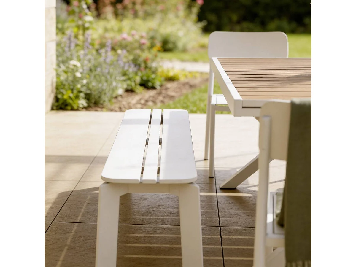 Banc de jardin en aluminium blanc Apollon