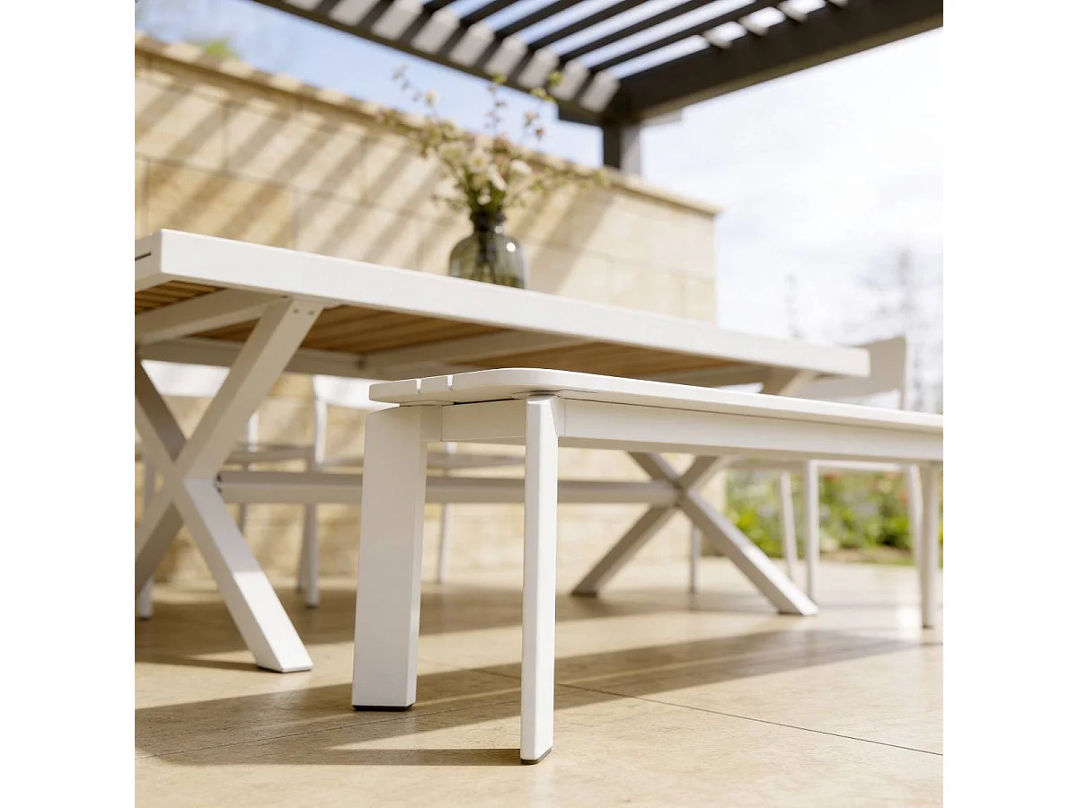 Banc de jardin en aluminium blanc Apollon