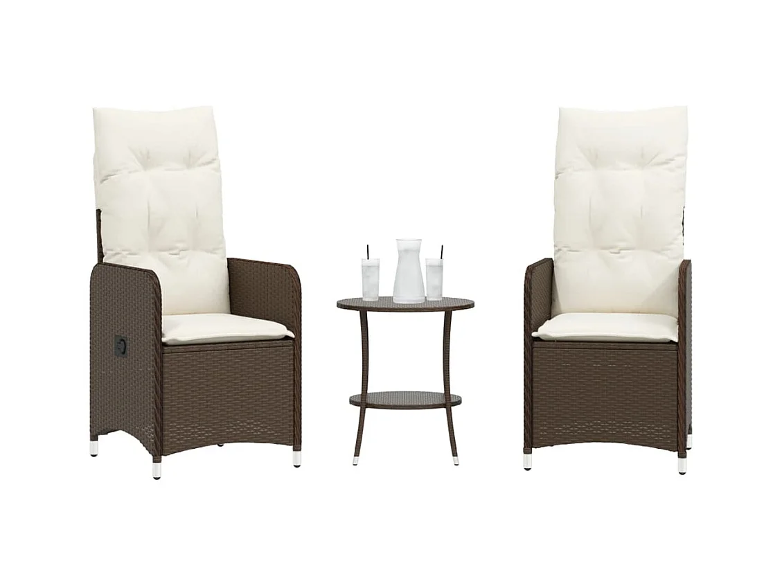 Chaises de jardin inclinables lot de 2 et table résine tressée