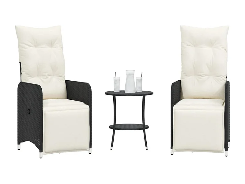 Set van 2 verstelbare tuinstoelen en gevlochten kunsthars tafel