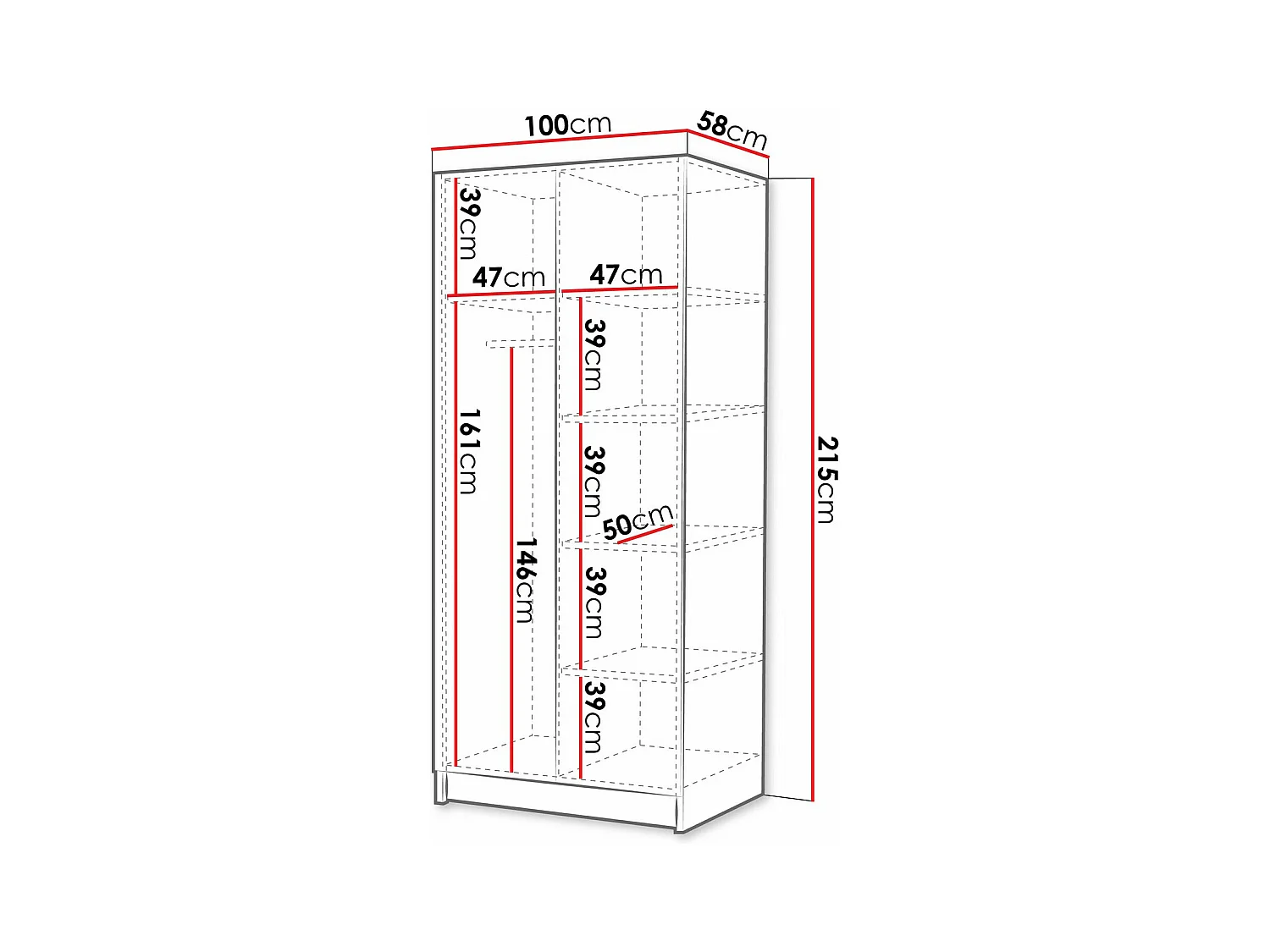 Armoire Closico 193, Clair bois|Doré, 215x100x58cm, Portes d'armoire: Avec des charnières