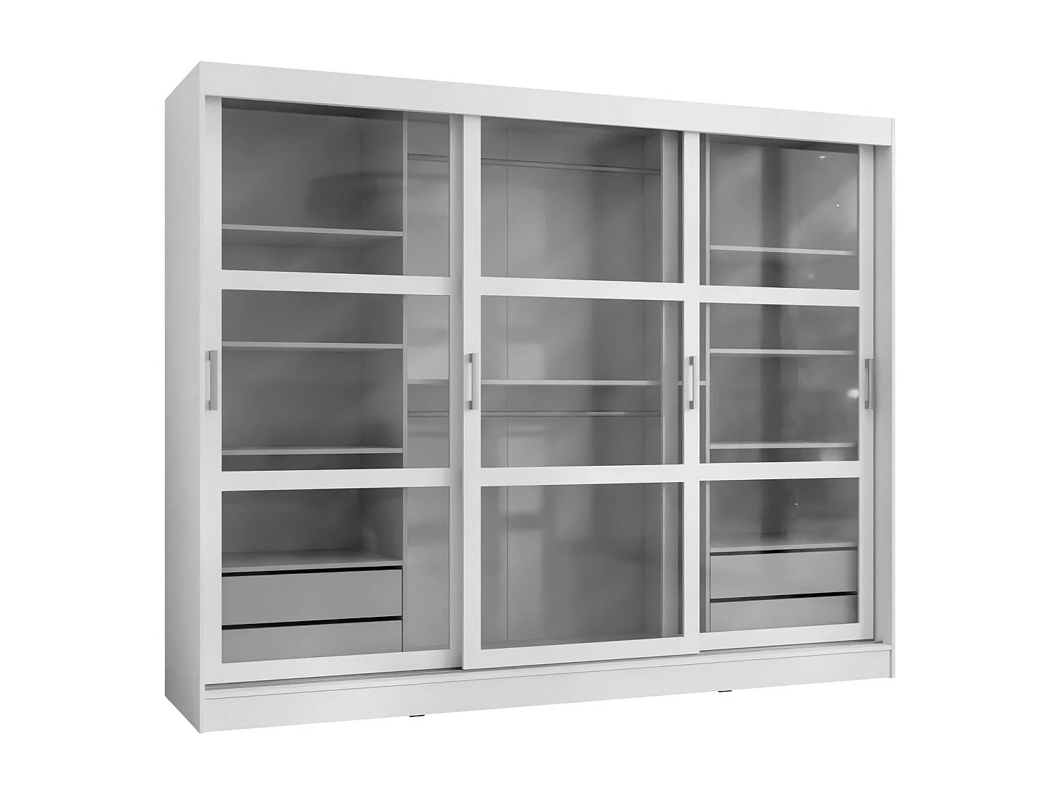 Armario Comfivo 428, Blanco, 203x250x65cm, Puertas de armario: Correderas