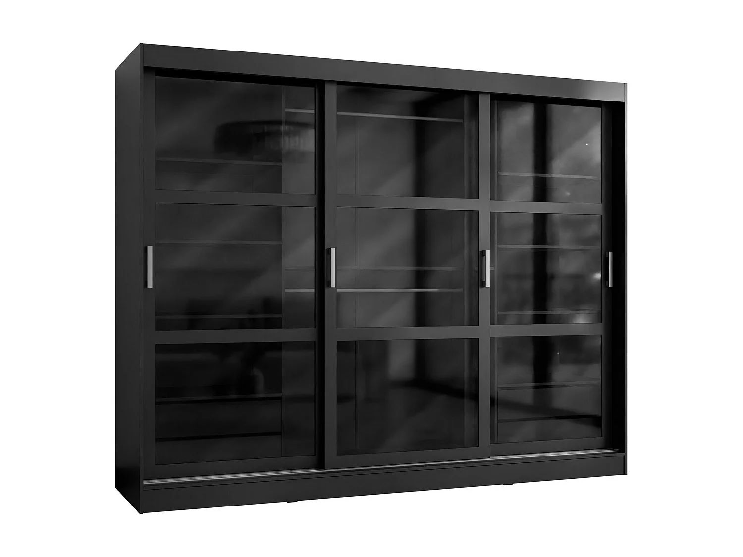 Armario Comfivo 428, Negro, 203x250x65cm, Puertas de armario: Correderas