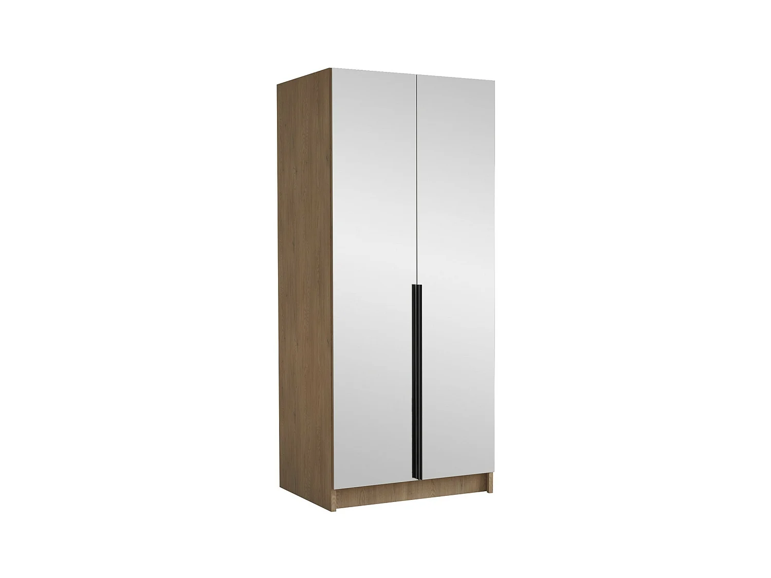 Armoire Closico 193, Clair bois|Noir, 215x100x58cm, Portes d'armoire: Avec des charnières