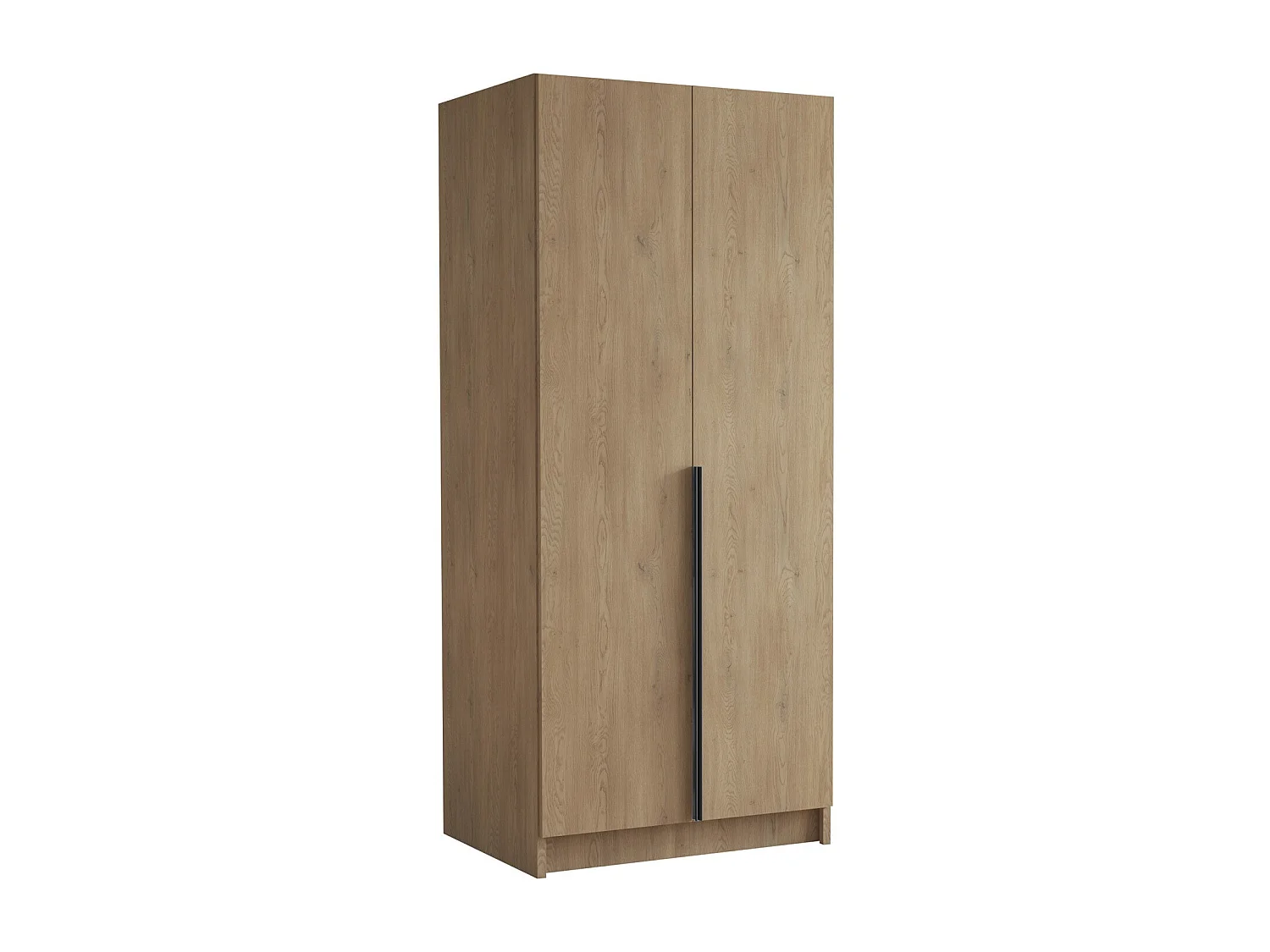 Armoire Closico 195, Clair bois|Noir, 215x100x58cm, Portes d'armoire: Avec des charnières