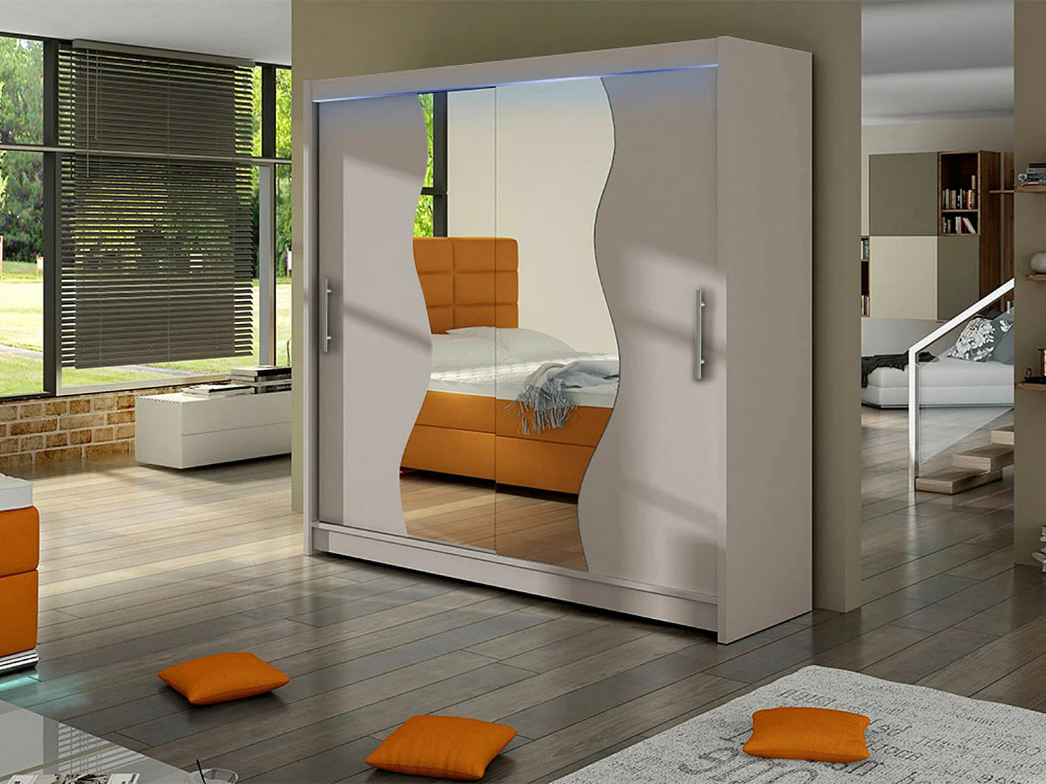 Armoire Closico 126, Cachemire, 215x180x58cm, Portes d'armoire: Coulissantes